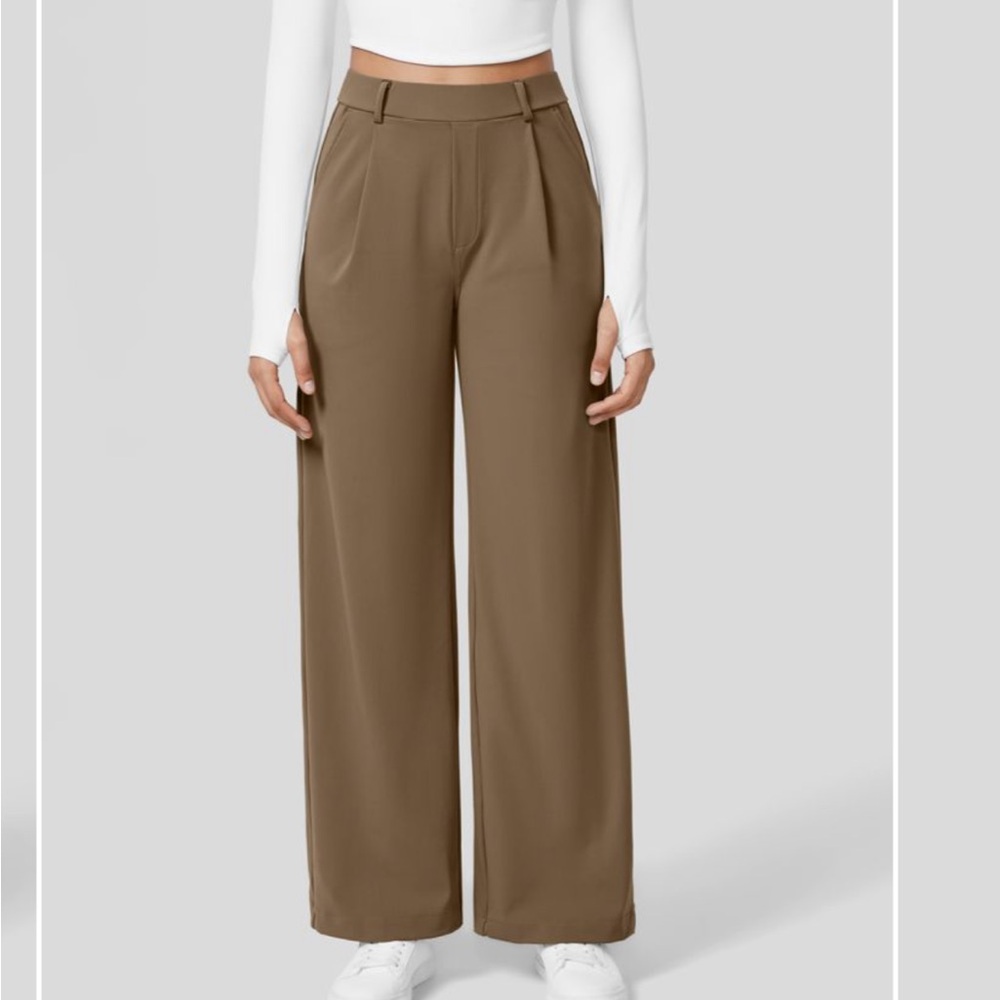 HALARA Straight Leg Work Pants (Petite, Sepia)